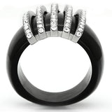 VL099 - High polished (no plating) Stainless Steel Ring with Top Grade Crystal  in Clear - Alamode