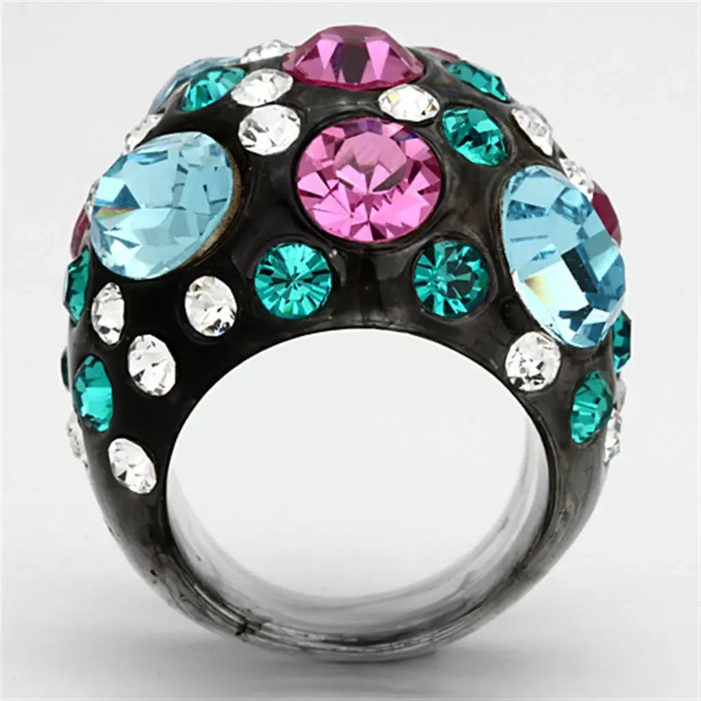 VL103 - Resin Ring with Top Grade Crystal in Multi Color - Alamode - Flyclothing LLC
