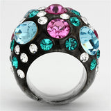 VL103 -  Resin Ring with Top Grade Crystal  in Multi Color - Alamode