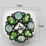 VL105 - IP Black(Ion Plating) Brass Ring with Top Grade Crystal in Clear - Alamode - Flyclothing LLC
