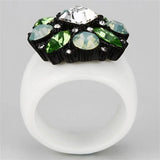 VL105 - IP Black(Ion Plating) Brass Ring with Top Grade Crystal in Clear - Alamode - Flyclothing LLC