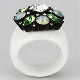 VL105 - IP Black(Ion Plating) Brass Ring with Top Grade Crystal in Clear - Alamode - Flyclothing LLC