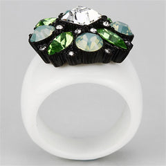 VL105 - IP Black(Ion Plating) Brass Ring with Top Grade Crystal  in Clear