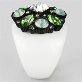 VL105 - IP Black(Ion Plating) Brass Ring with Top Grade Crystal in Clear - Alamode - Flyclothing LLC