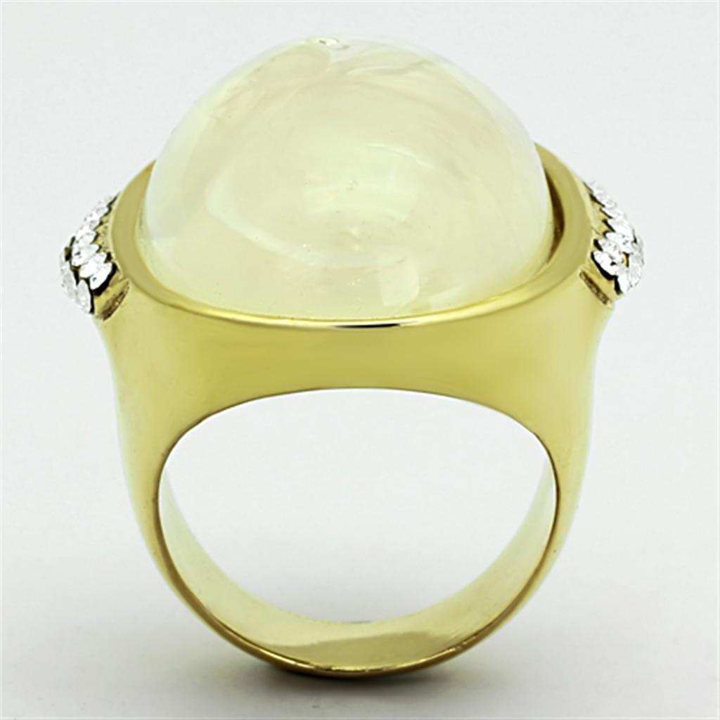 VL108 - IP Gold(Ion Plating) Stainless Steel Ring with Synthetic Synthetic Stone in Clear - Alamode - Flyclothing LLC