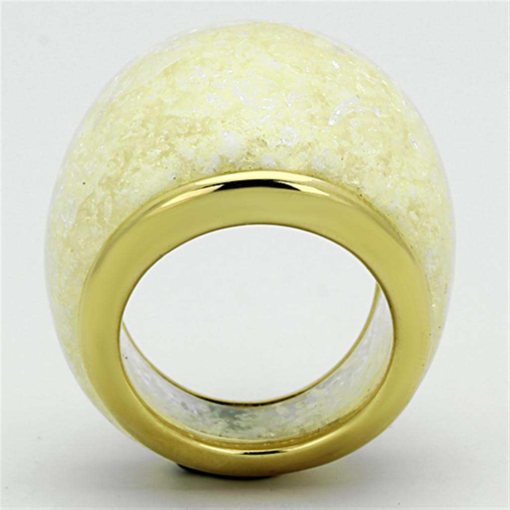 VL109 - IP Gold(Ion Plating) Stainless Steel Ring with Synthetic Synthetic Stone in Citrine Yellow - Alamode - Flyclothing LLC