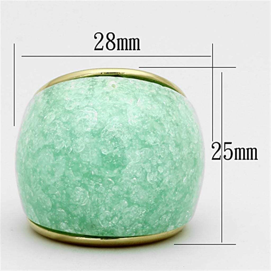 VL110 - IP Gold(Ion Plating) Stainless Steel Ring with Synthetic Synthetic Stone in Emerald - Alamode - Flyclothing LLC