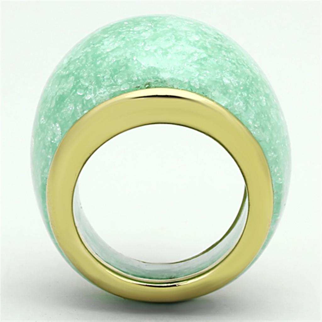 VL110 - IP Gold(Ion Plating) Stainless Steel Ring with Synthetic Synthetic Stone in Emerald - Alamode - Flyclothing LLC
