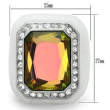 VL111 - High polished (no plating) Stainless Steel Ring with Synthetic Synthetic Stone in Aquamarine AB - Alamode - Flyclothing LLC