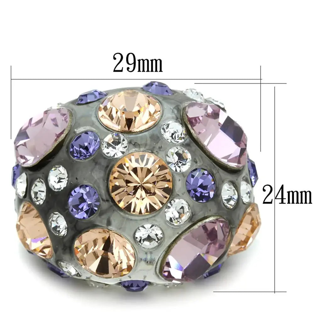 VL114 - Resin Ring with Top Grade Crystal in Multi Color - Alamode - Flyclothing LLC