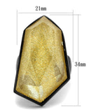 VL117 - IP Black(Ion Plating) Stainless Steel Ring with Synthetic Synthetic Stone in Citrine Yellow - Alamode