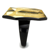 VL117 - IP Black(Ion Plating) Stainless Steel Ring with Synthetic Synthetic Stone in Citrine Yellow