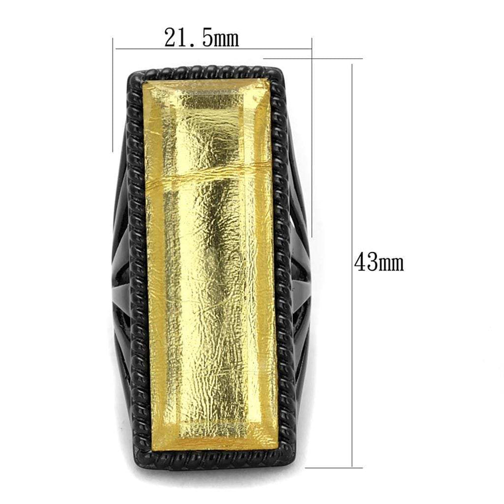 VL118 - IP Black(Ion Plating) Stainless Steel Ring with Synthetic Synthetic Stone in Citrine Yellow - Alamode - Flyclothing LLC