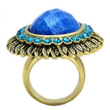 VL121 - IP Gold(Ion Plating) Stainless Steel Ring with Synthetic Synthetic Stone in Sea Blue - Alamode - Flyclothing LLC
