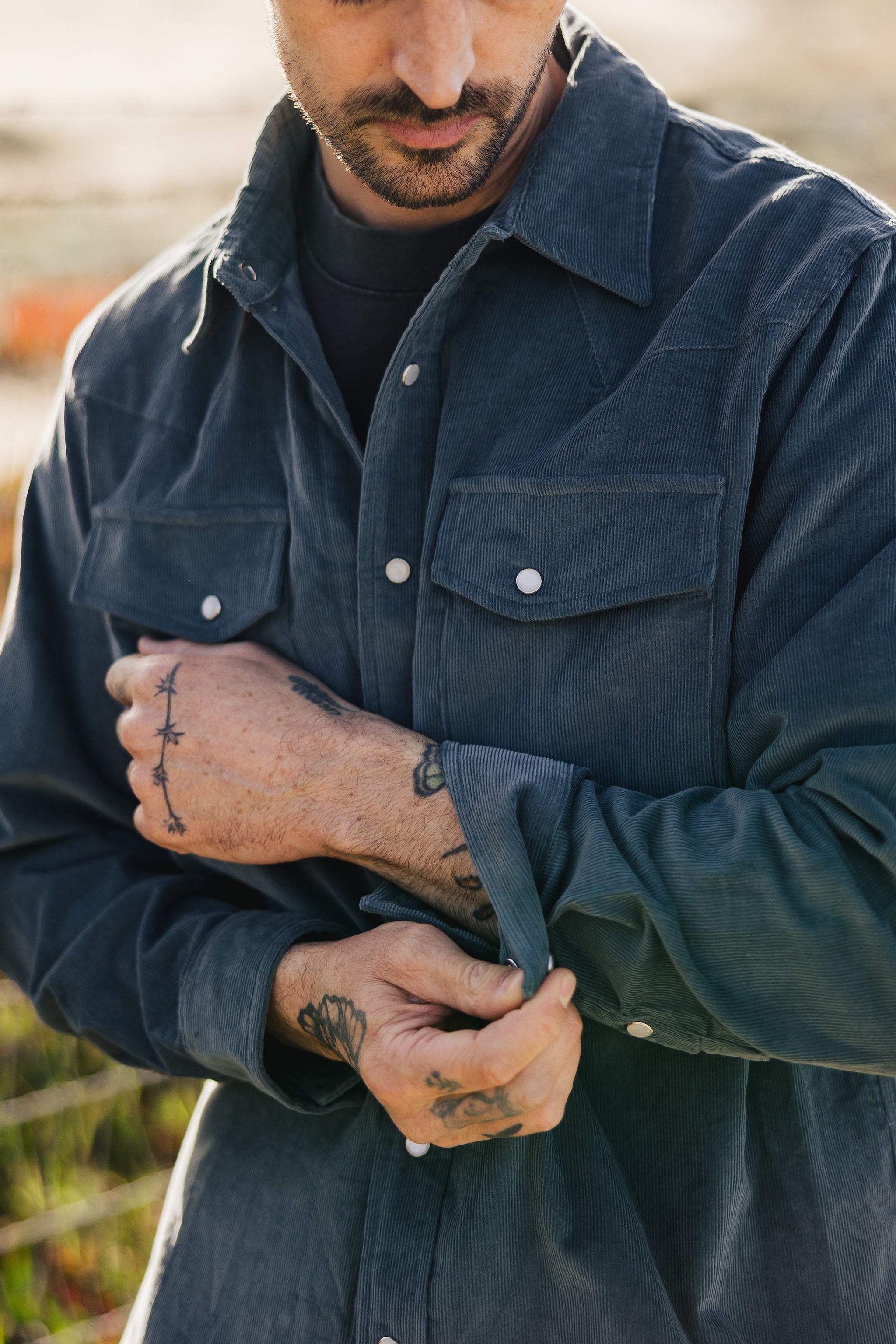 Cypress Corduroy Western Shirt Aegean Blue