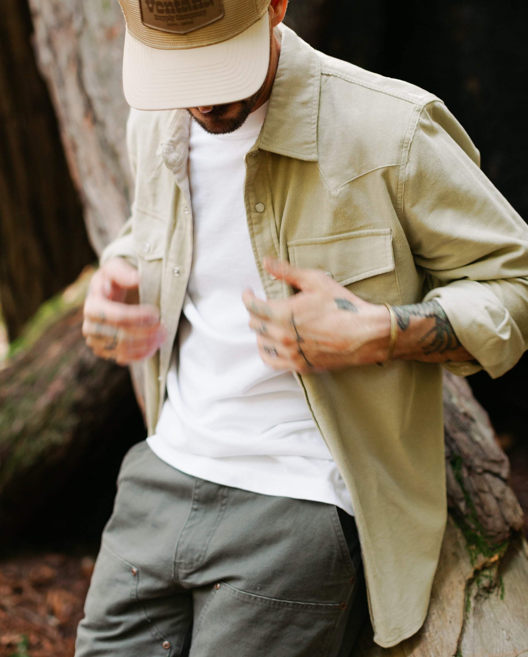 Cypress Corduroy Western Shirt Dusty Olive