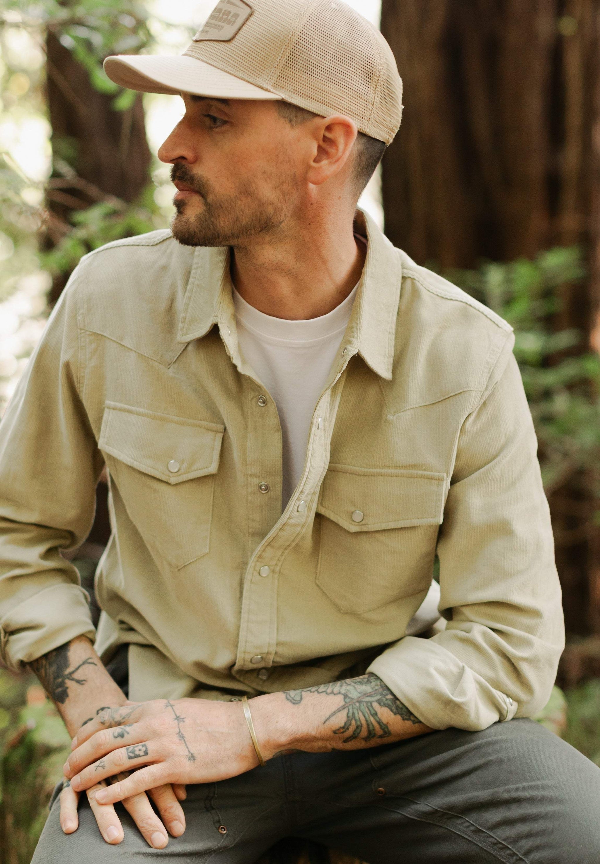 Cypress Corduroy Western Shirt Dusty Olive