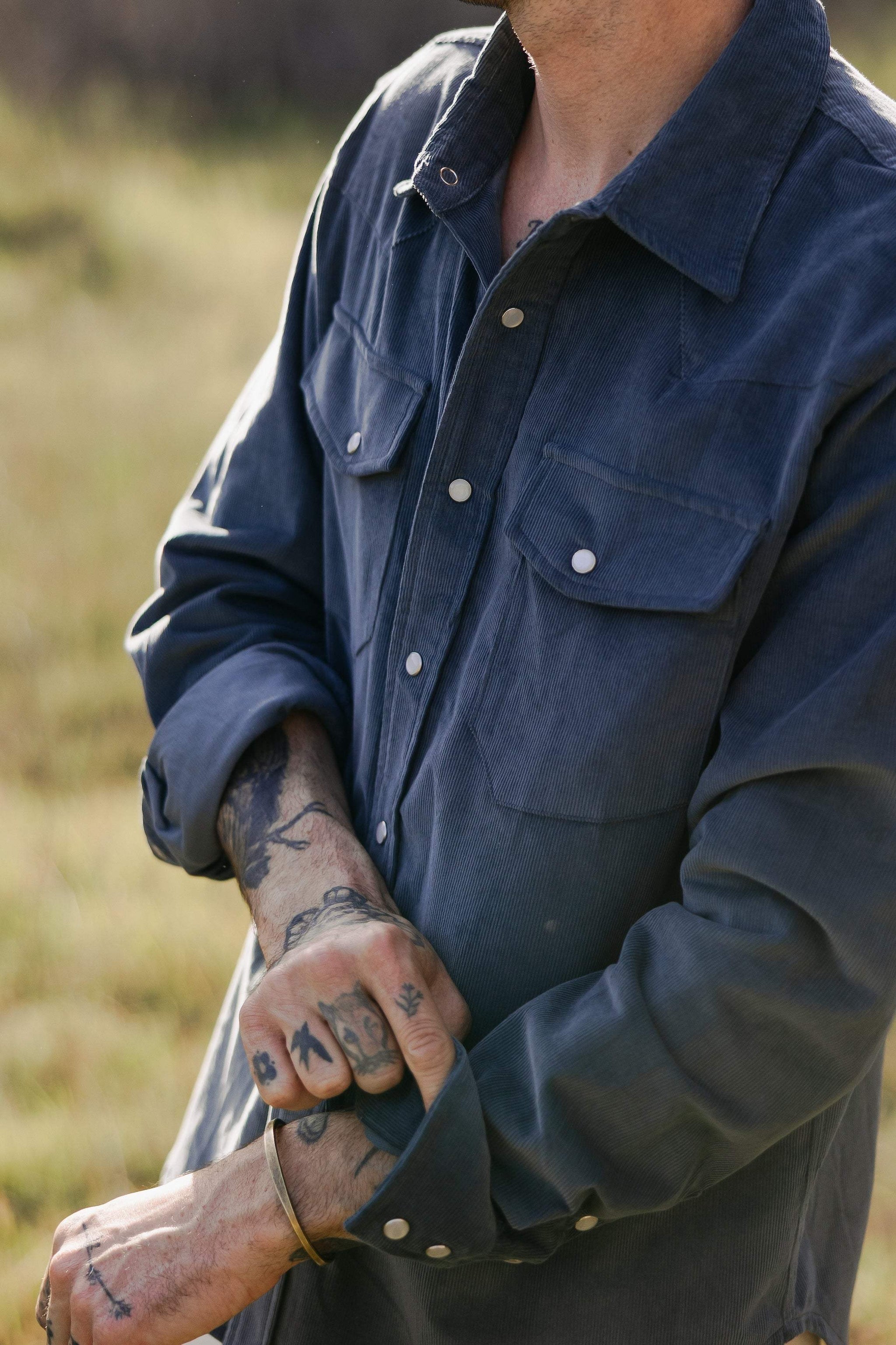 Cypress Corduroy Western Shirt Aegean Blue