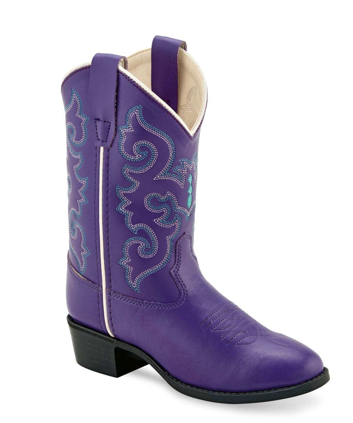 Old West Purple Children All Over Leatherette Material Round Toe Boots - Old West - Flyclothing LLC