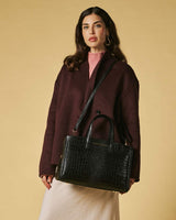 Valentina (black) - Italian calf leather women's handbag (with shoulder strap)