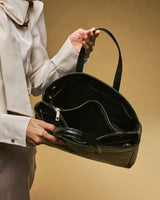 Valentina (black) - Italian calf leather women's handbag (with shoulder strap)