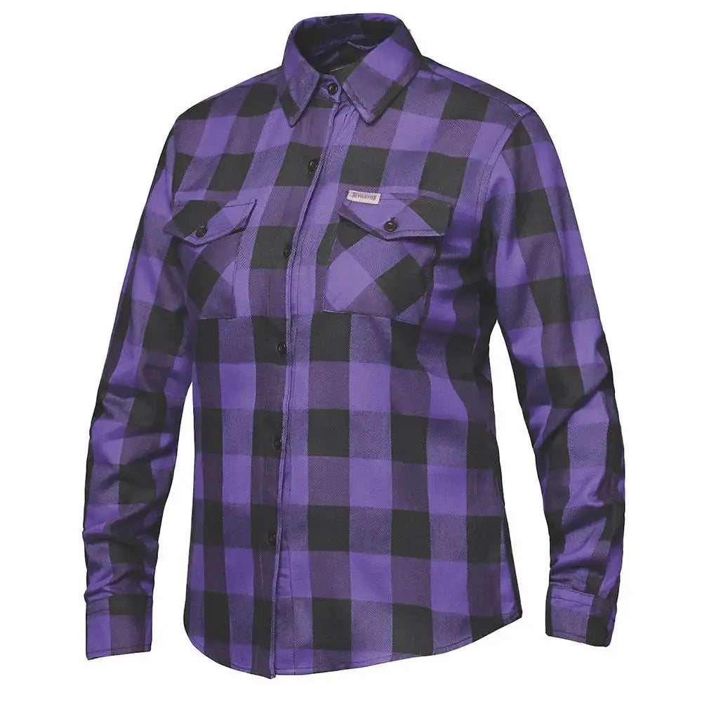 Valkarie - Ladies Black & Purple Armored Flannel - Unik Just for Bikers - Flyclothing LLC