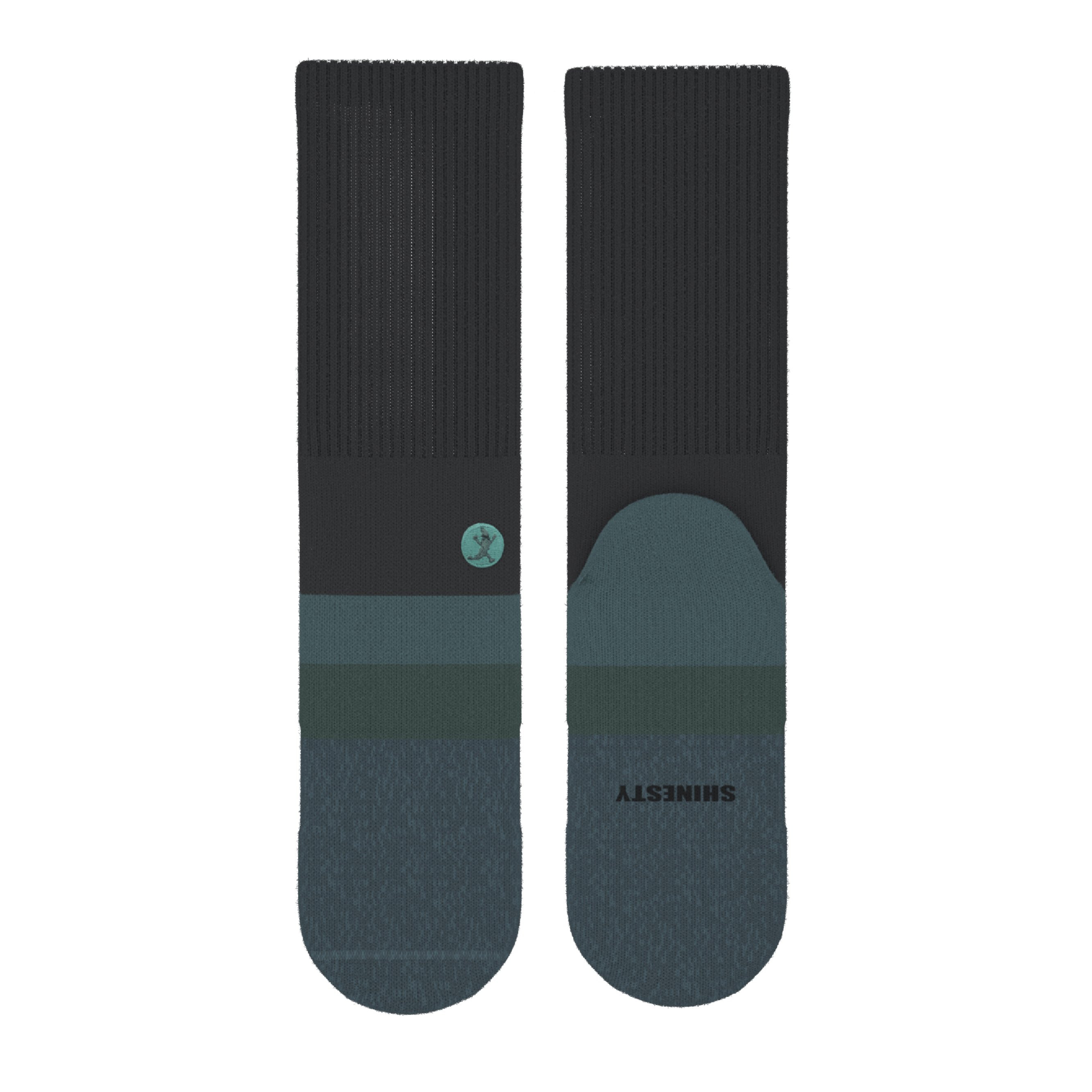 The Night Owl | Black and Teal Heel Hammock™ Crew Socks - Shinesty