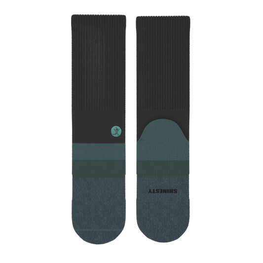 The Night Owl | Black and Teal Heel Hammock™ Crew Socks - Shinesty