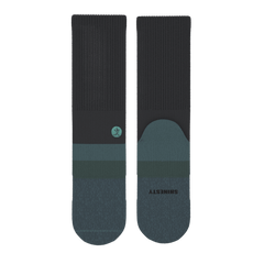 The Night Owl | Black and Teal Heel Hammock™ Crew Socks - Shinesty