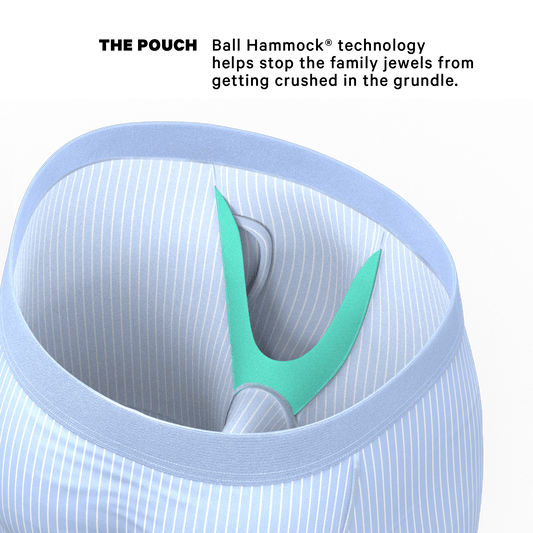 The Venus | Light Blue Stripe Long Leg Ball Hammock® Pouch Underwear With Fly - Shinesty
