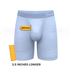 The Venus | Light Blue Stripe Long Leg Ball Hammock® Pouch Underwear With Fly - Shinesty