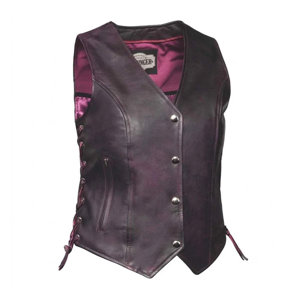 Lilly - Women's Motorcycle Leather Vest - Unik Just for Bikers - Flyclothing LLC