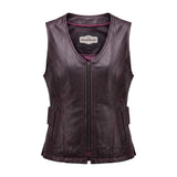 Betty - Women's Purple Lambskin Leather Motorcycle Vest - Unik Just for Bikers - Flyclothing LLC