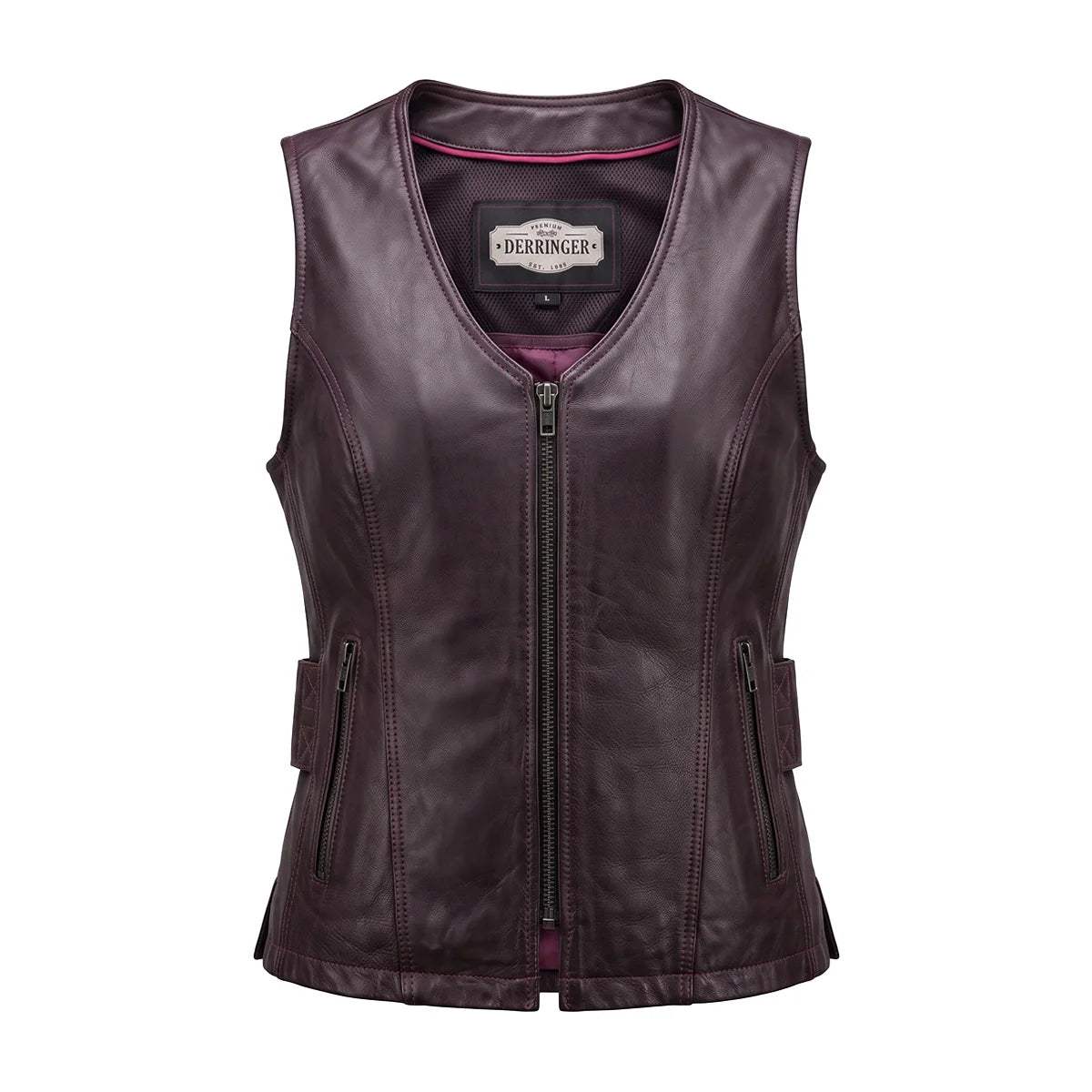 Betty - Women's Purple Lambskin Leather Motorcycle Vest - Unik Just for Bikers - Flyclothing LLC