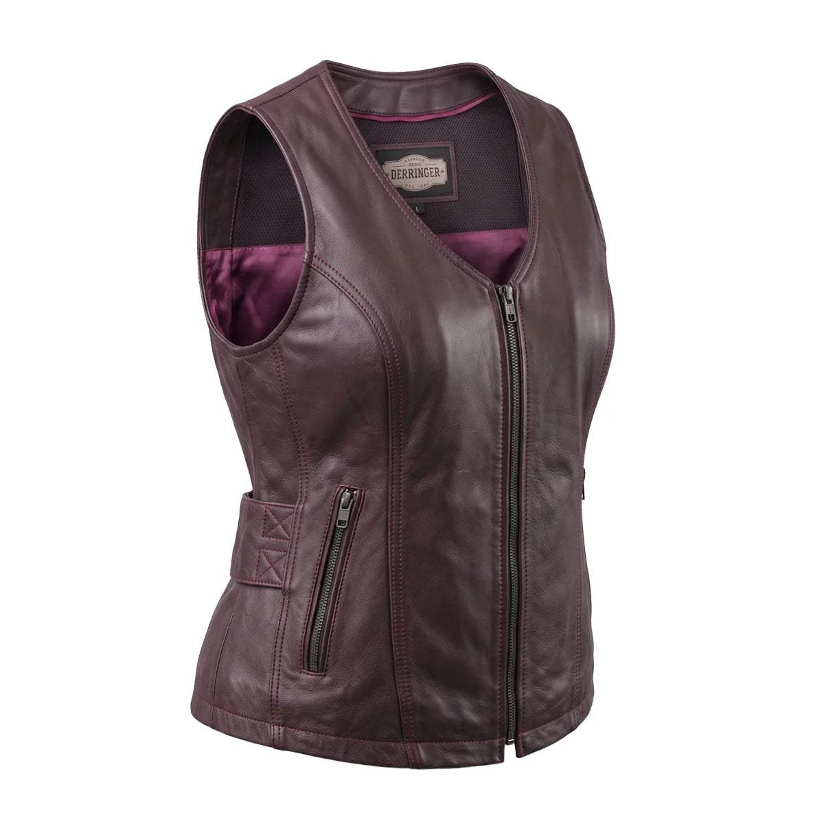 Betty - Women's Purple Lambskin Leather Motorcycle Vest - Unik Just for Bikers - Flyclothing LLC