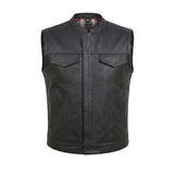 Badlands - Men's Club Style Leather Motorcycle Vest - Unik Just for Bikers - Flyclothing LLC