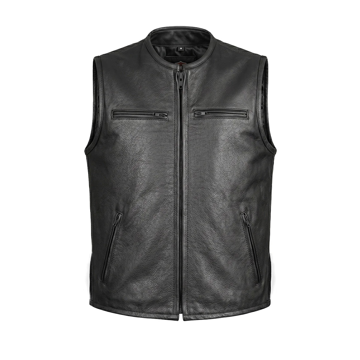 Blackout - Men's Motorcycle Leather Vest - Unik Just for Bikers - Flyclothing LLC
