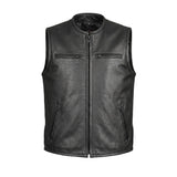 Blackout - Men's Motorcycle Leather Vest - Unik Just for Bikers - Flyclothing LLC