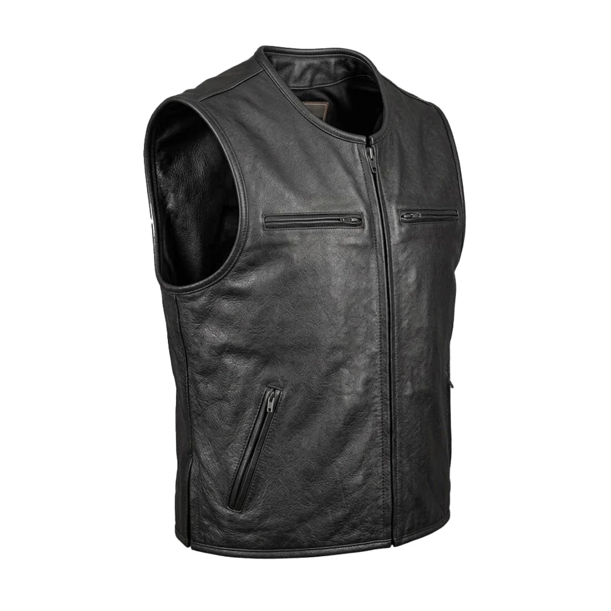 Blackout - Men's Motorcycle Leather Vest - Unik Just for Bikers - Flyclothing LLC