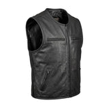 Blackout - Men's Motorcycle Leather Vest - Unik Just for Bikers - Flyclothing LLC