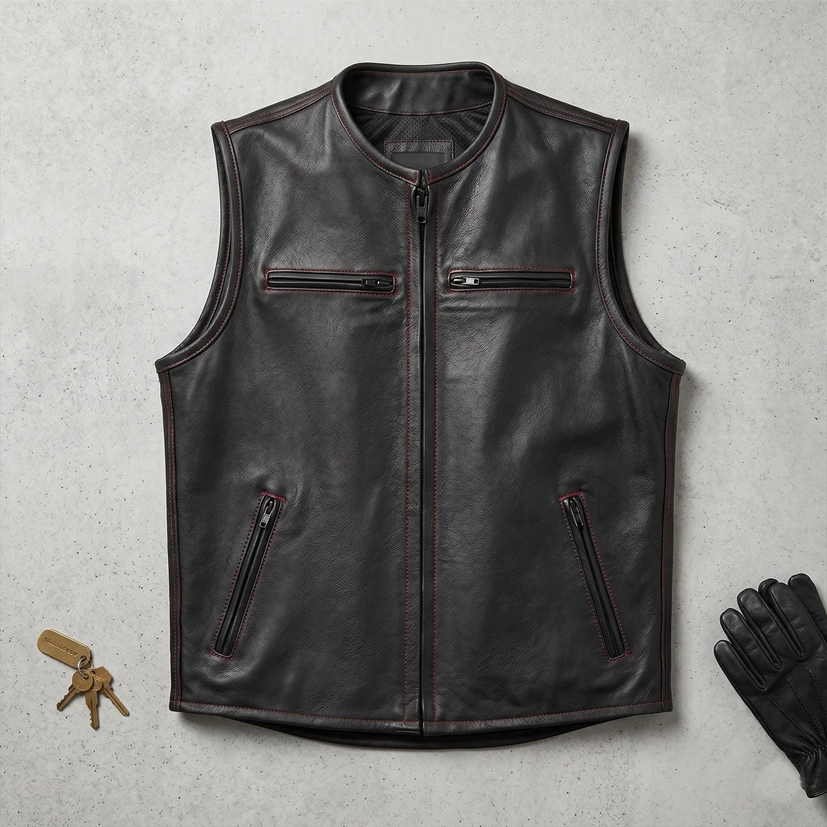 Blackout - Men's Motorcycle Leather Vest