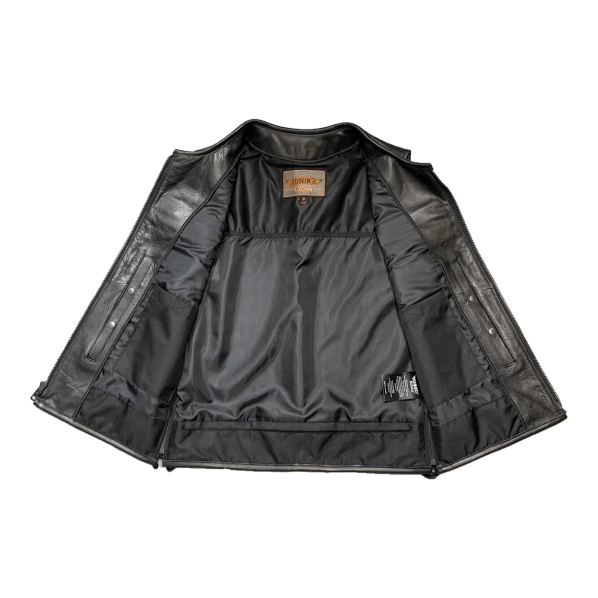 Blackout - Men's Motorcycle Leather Vest - Unik Just for Bikers - Flyclothing LLC