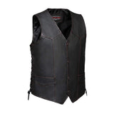 Bronco - Men's Premium Leather Motorcycle Vest - Unik Just for Bikers - Flyclothing LLC