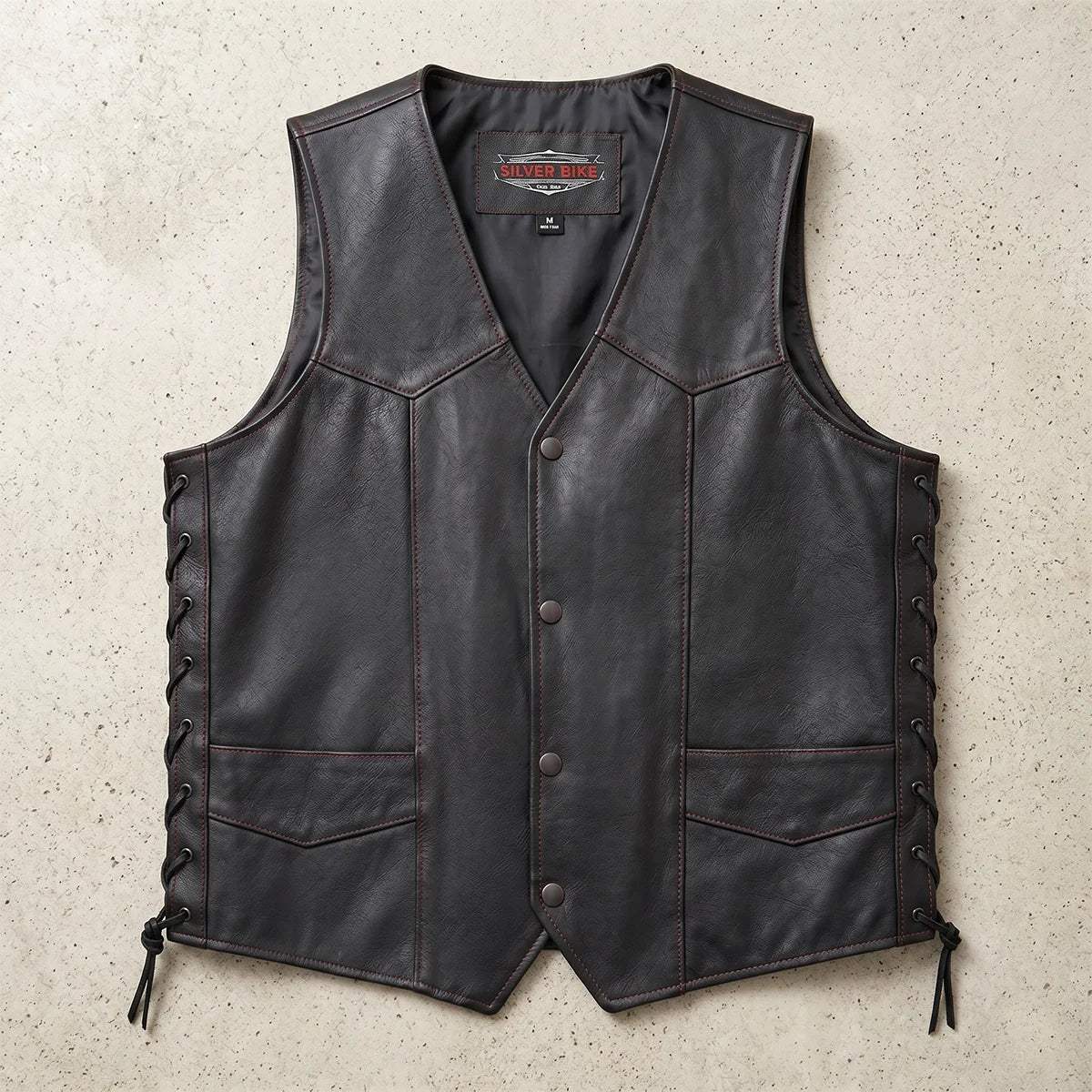 Bronco - Men's Premium Leather Motorcycle Vest - Unik Just for Bikers - Flyclothing LLC