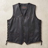Bronco - Men's Premium Leather Motorcycle Vest - Unik Just for Bikers - Flyclothing LLC