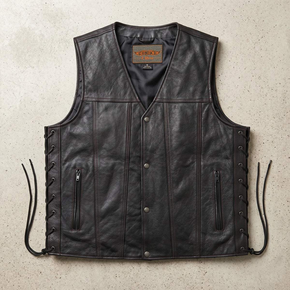 Blackhills - Men's Motorcycle Leather Vest - Unik Just for Bikers - Flyclothing LLC
