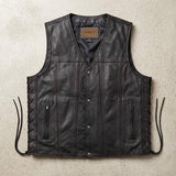 Blackhills - Men's Motorcycle Leather Vest - Unik Just for Bikers - Flyclothing LLC
