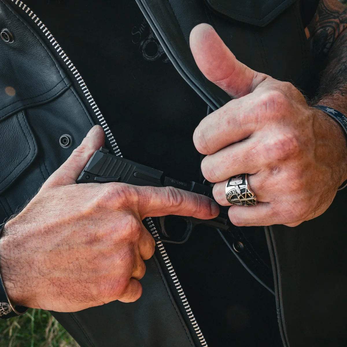 Clubman - Men's SOA Club Style leather Motorcycle Vest - Unik Just for Bikers - Flyclothing LLC