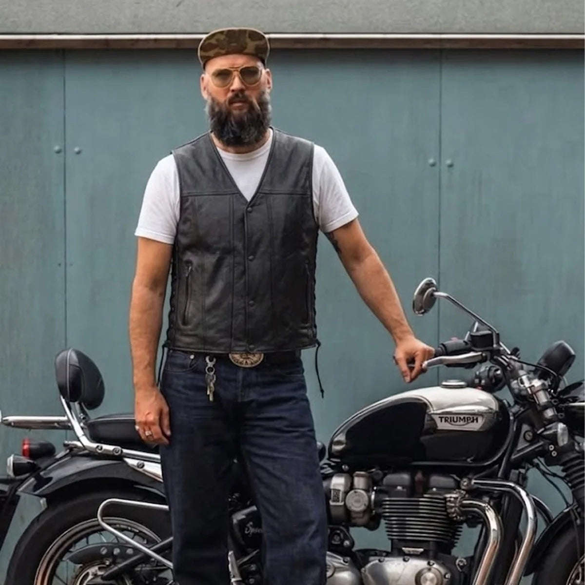 Blackhills - Men's Motorcycle Leather Vest - Unik Just for Bikers - Flyclothing LLC
