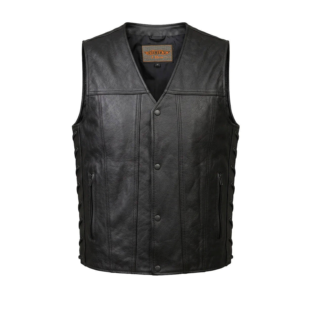 Blackhills - Men's Motorcycle Leather Vest - Unik Just for Bikers - Flyclothing LLC